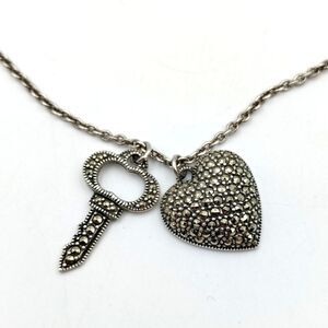 Judith Jack Sterling Silver 925 Marcasite Key To Your Heart Pendants Necklace